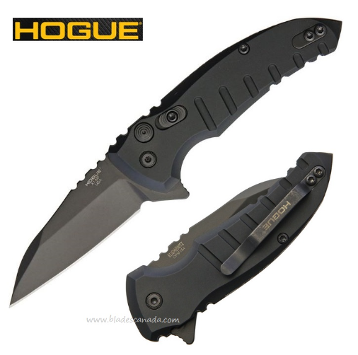 Hogue X1-MicroFlip Flipper Folding Knife, 154CM Wharncliffe, Aluminum Black, 24166 - Click Image to Close